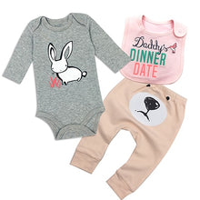 Load image into Gallery viewer, Baby Bodysuits and Baby pants suit O-neck Long Sleeved Clothing girl bibs Child Garment Toddler Underwear pant Infant Clothes