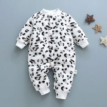 Load image into Gallery viewer, Winter baby boys girls clothing leopard Fleece jumpsuit set for newborn baby boy girl outfits overalls rompers coat clothes sets