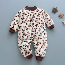 Load image into Gallery viewer, Winter baby boys girls clothing leopard Fleece jumpsuit set for newborn baby boy girl outfits overalls rompers coat clothes sets