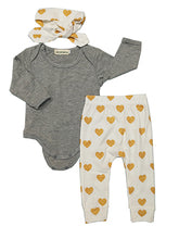 Load image into Gallery viewer, Newborn Baby Bebe Infant Girl Clothes Long Sleeve Gray Red Heart Tops Goldden Love Pants Headband 3Pcs Baby Girls Clothing Sets