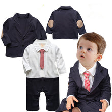 Load image into Gallery viewer, New baby boy clothes gentleman baby clothing set shirt with tie+ coat+pant newborn baby clothes