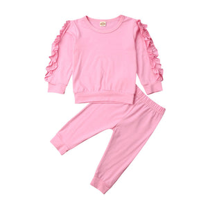 LOOZYKIT Newborn Baby Girls Ruffle T-Shirt Tops Pants Leggings 2Pcs Outfits Set Clothes Long Sleeve Autumn Winter Warm Clothing