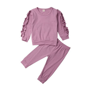 LOOZYKIT Newborn Baby Girls Ruffle T-Shirt Tops Pants Leggings 2Pcs Outfits Set Clothes Long Sleeve Autumn Winter Warm Clothing