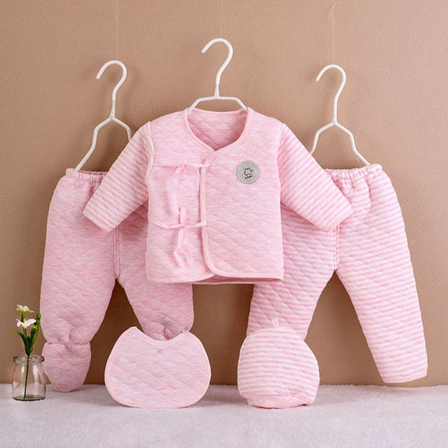 5Pcs/set Newborn Baby Cotton Clothes Set Infant Baby Girls Boys Warm Thickening Underwear Suit Toddler Outfit for New Born Gifts