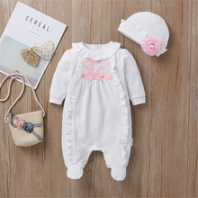 Load image into Gallery viewer, Princess Baby Girl Clothes Set Newborn Girls Long Sleeve Ruffles Rompers + Hats 2pcs Outfits Clothing Sets Infant Jumpsuit 0-12M
