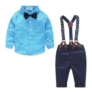 Baby Boy Clothing Set Spring Children Clothes Gentleman overalls Newborn Baby Clothes Bib Suit For Birthday Party Roupas Bebe