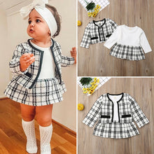 Load image into Gallery viewer, 2Pcs Autumn Winter Party Kids Clothes For Baby Girl Fashion Pageant Plaid Coat Tutu Dress Outfits Suit Toddler Girl Clothing Set
