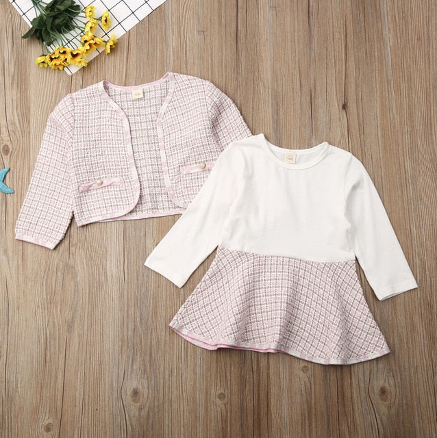 Toddler Baby Girls Winter Clothes Knitted Sweater Tops+Skirt Outfits Set US  2PCS