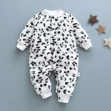 Load image into Gallery viewer, Winter baby boys girls clothing leopard Fleece jumpsuit set for newborn baby boy girl outfits overalls rompers coat clothes sets
