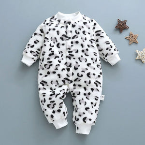 Winter baby boys girls clothing leopard Fleece jumpsuit set for newborn baby boy girl outfits overalls rompers coat clothes sets