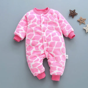 Winter baby boys girls clothing leopard Fleece jumpsuit set for newborn baby boy girl outfits overalls rompers coat clothes sets