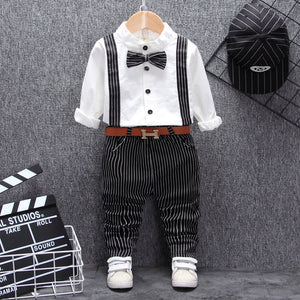 British style baby boy clothing one year birthday wedding costume set for newborn baby boy tops pant with belt suit clothes sets