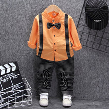 Load image into Gallery viewer, British style baby boy clothing one year birthday wedding costume set for newborn baby boy tops pant with belt suit clothes sets
