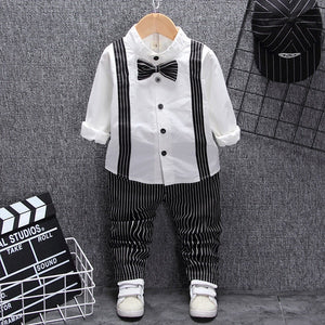 British style baby boy clothing one year birthday wedding costume set for newborn baby boy tops pant with belt suit clothes sets